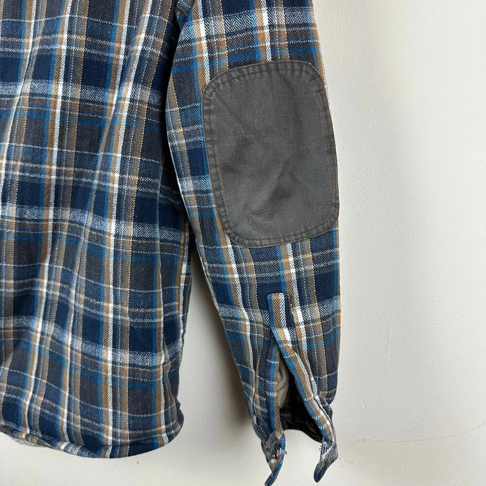 Legendary Whitetails MD Hooded Flannel Jacket Sherpa Lined Elbow Patch Workwear